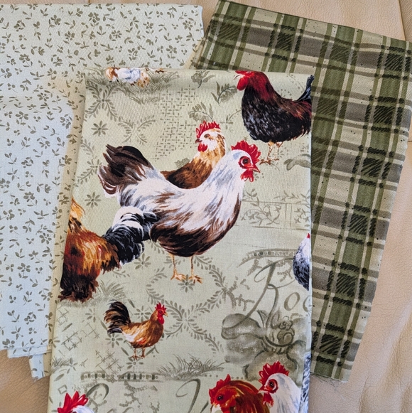 Mixed Brands Other - Rooster Farmhouse Green Fat Quarter (3) Fabric